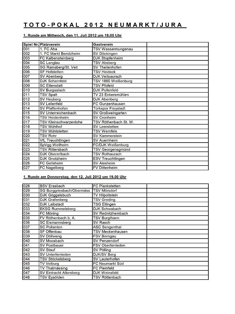 k-Totopokal Runde 1 2012